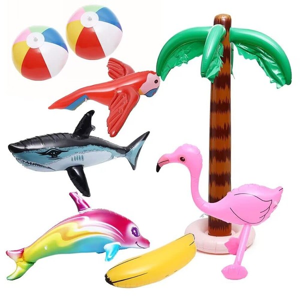 8 pcs Inflatable Palm Tree Flamingo Banana Beach Ball Parrot