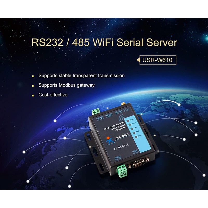 PUSR USR-W610 Ethernet Conversor RS232 RS485 Serial a WiFi Soporte