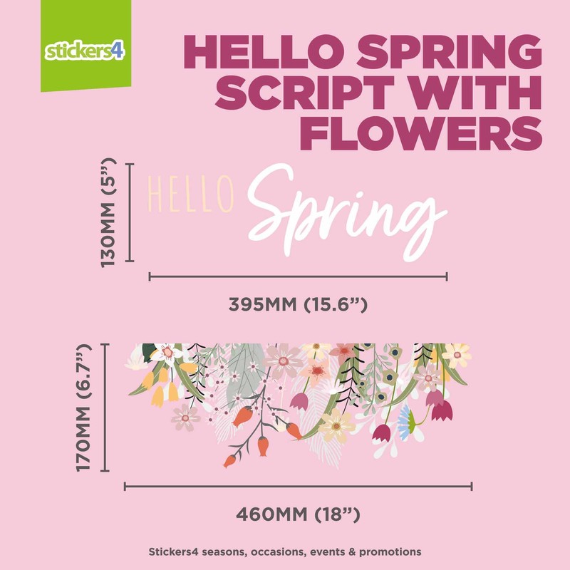 Large Hello Spring Window Stickers for Glass - Spring Window
