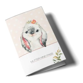 OLGS Mother-child passport cover, Austria farm, baby pregnant gift idea, Muki pass cover, protective cover pregnancy (cover for the Austrian MuKi passport without personalisation, rabbit)