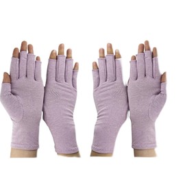 2Pairs Arthritis Compression Gloves for Men & Women | Open Finger Gloves for Wrist Support | Hand Therapy Carpal Tunnel Gloves, Breathable Moisture Wicking Fabric, Relieve Arthritis Pain | Purple (M)