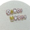 Short Square Press on Nails 3D Flower False Nails with