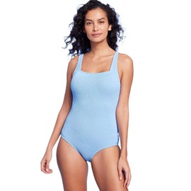 Kona Sol Women's Pucker Textured Square Neck Full Coverage One Piece Swimsuit - (US, Alpha, X-Large, Regular, Regular, Blue)