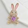 CYPINA Adorable Pink Enamel CZ Bunny Rabbit Brooch Pin with