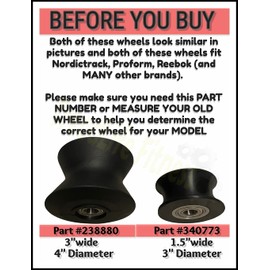 TreadLife Fitness Elliptical Roller Wheel 340773 - Compatible with Epic, FreeMotion, HealthRider, ProForm, and NordicTrack