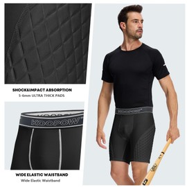 KOOPOW Adult Padded Sliding Shorts Men Slider Shorts Sliding Pads for Baseball, Football, Lacrosse, Hockey