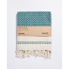 Luum® Set of 2 Hamam Hand Towels for Kitchen & Bathroom, Quick-Drying & Lint-Free, Sports Towel, Turkish Hand Towel, Hair Turban, No Microfibre, 100% Cotton, Turquoise, 50 x 100 cm, Gift Set