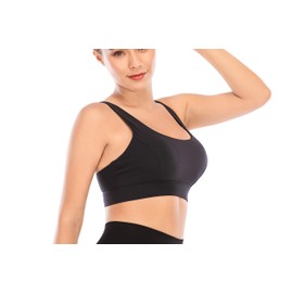 RUNNING GIRL Sports Bras for Women Backless Padded Sports Bra Tank Top Long Line Gym High Impact Sports Bra Push up(WX2569Black,S)