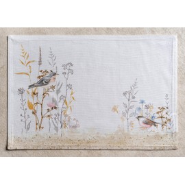Maison d' Hermine Meadow Florals Beige 100% Cotton Set of 4 Place-Mats for Dining Table, Kitchen, Wedding, Everyday, Dinner Parties, Spring/Summer (33 cm x 48 cm)