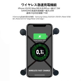 SHEAWA Motorcycle Charger Smartphone Holder, Qi Wireless Charger, 7.5 W, 10 W, Quick Charge 3.0, Fast Charging, 360 Degree Rotation, Aluminum, Power Switch, Car Holder, Can be Mounted on Motorcycle
