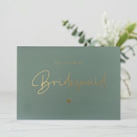 PartyGifts&beyond Will You Be My Bridesmaid Card 10 Packs Bridesmaid Proposal Card Wedding Bridal Shower Card Bridesmaid Cards with 10 Envelopes(Sage Green)