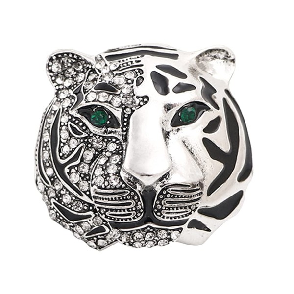 SOIMISS Tiger Head Brooch Pin Crystal Rhinestone Animal Badge Suit