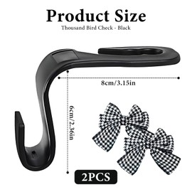vvag 2PCS Cute Bow Car Seat Headrest Hooks, Lovely Bowknot Car Seat Back Hook, Car Hooks for Purses and Bags, Car Accessories Universal for SUV, Sedan, Truck (Plaid Black)