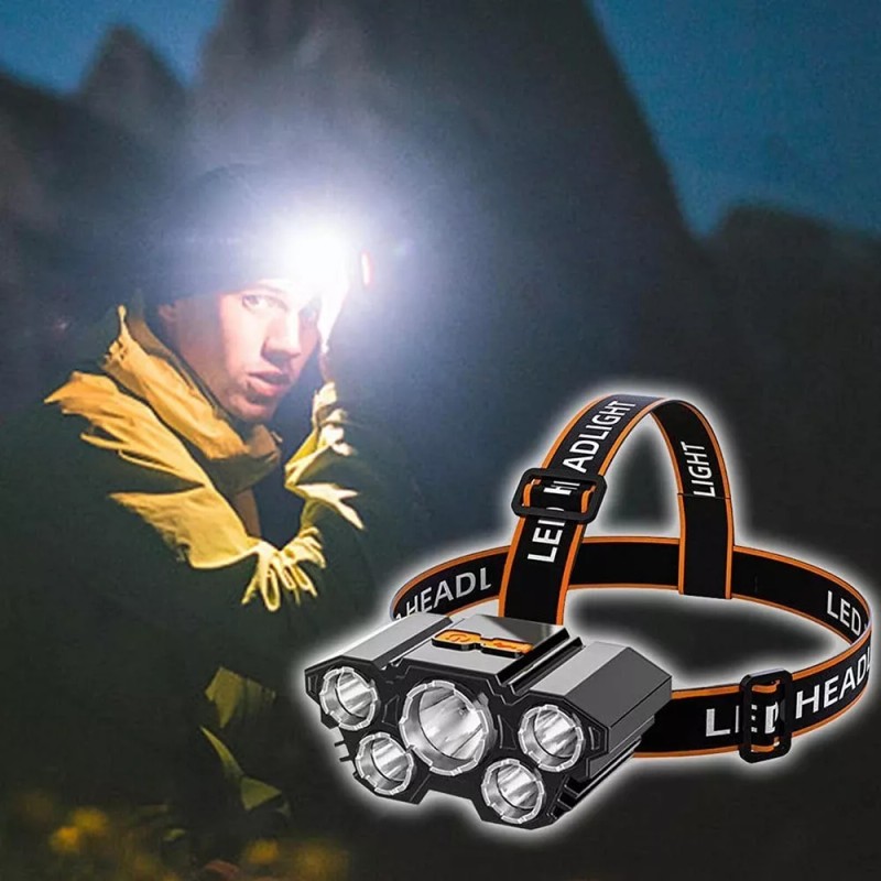 Maíz Lampara Led Minero Tactica Cabeza Recargable Usb Linterna