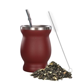 Mate Tea Mate Gourd Set, Straw, Mate Tea Gourd Cup, Stainless Steel Tea Cup, Insulated Cup, Stainless Steel, Easy to Clean, Room, Office, Present, 6.1 fl oz (230 ml), Wine