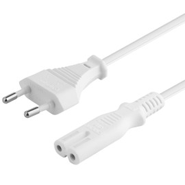 PremiumCord kpspm5w Power Cable 230 V 5 m Power Cable with Euro Plug to Euro Double Socket C7 2-Pin IEC 320 Straight Colour White