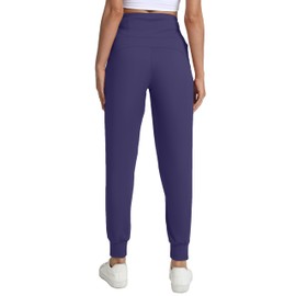 Rrosseyz Joggers for Women with Zipper Pockets Lightweight High Waisted Athletic Pants for Travel Lounge Workout(Twilight,XXL)