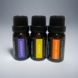 AlidroMeria Essential Oil Diffuser Winter Gift Set 3 Psc*10ml (Lavender, Sweet Orange, Lemon) with 1 pcs Fragrant Wood