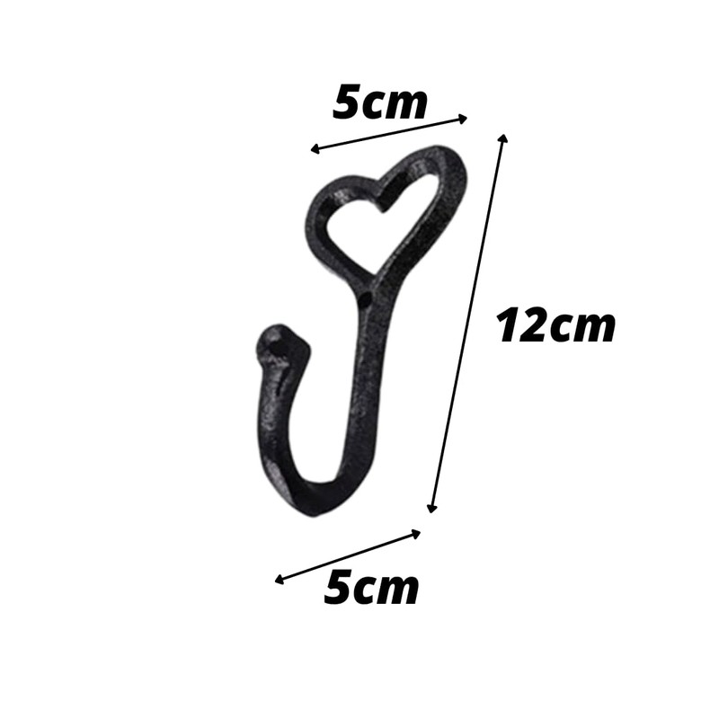 Homezone® 5Pc Love Heart Coat Hooks Wall Mounted Black Coat