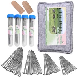 SUVSOON 82PCS Wool Felting Tool Kit, Needles Felting Tools with Felting Pad 80PCS Needle Felting Needles Fingercots, 4-Sizes Felting Needles and Thick Felt Pads Suitable for Various Felting Projects