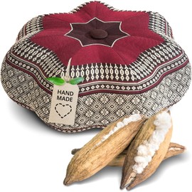 Livasia Meditation Cushion Star – Diameter 30 x 15 cm – Yoga Cushion with Kapok, Pouf, Floor Cushion Star-Shaped Yoga Zen Meditation, Zafu Cushion for Garden and Balcony, Seat Cushion Handmade (Wine