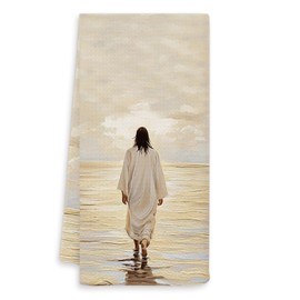 OSLYSOF Jesus Christian Gift Kitchen Towels, Religious Bible Verse Dish Tea Towels for Kitchen Decor, Faith Based Gifts Decorative Hand Towels for Bathroom, 16x24 Inch