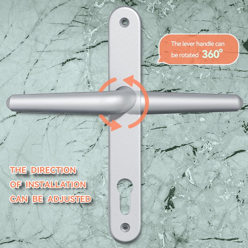 Bwintech 1 Set Silver Anodised UPVC Aluminium Door Handle Set,