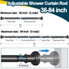Black Shower Curtain Rod 36-84 Inch(3-7ft) Never Rust No Drilling