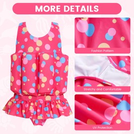 Summshall Baby Girls Swimsuit with Floatation Toddler One Piece Swimsuits Kids Swim Vest Swimwear Float Suit Summer Beach Bathing Suit Red