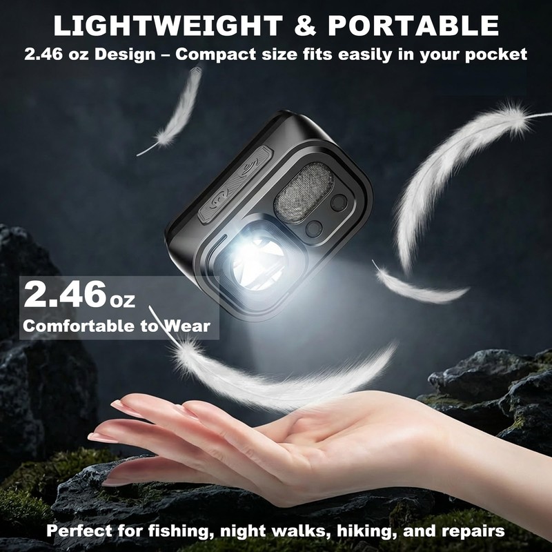 SuperFire Headlamps for Adults Rechargeable 2-Pack, Motion Sensor LED Headlamp,