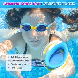 8-Pack Kid Googles & 16.5'' Water Blaster Soaker Squirt Guns Multicolor Water Blaster Swimming Goggles Set – Perfect for Pool, Backyard, Beach Water Games