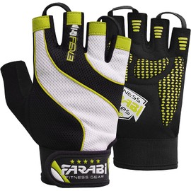 Farabi Gym Workout Gloves for Men and Women, Padded Breathable Anti-Skid Exercise Gloves for Fitness, Training, Weight Lifting, Powerlifting (Green, S/M)