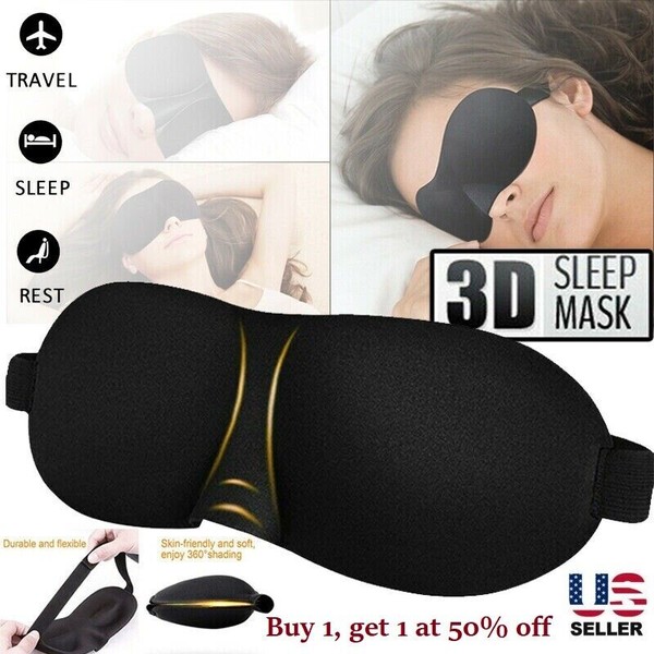 3D Sleep Eye Mask Soft Travel Night Sleeping Padded Shade Cover Blindfold USA