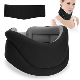 Senprity Neck Support, Adjustable Neck Brace, Neck Support for Sleep, Relieves Neck Pain and Spinal Stress, Provides Neck Support for Women and Men (Black, 8 cm Deep Neck Support, L)