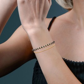 COAI Women's Gemstone Bracelet with Faceted Stone Beads and Layering Chain Bracelets Lucky Bracelet for Women, Sterling Silver Stone, Tourmaline