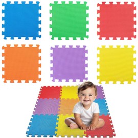 MEDca Floor Mat 10-Tile Exercise Mat Solid Foam EVA Playmat Kids Safety - 10-Pcs Assorted Solid Colors - Interlocking Puzzle Foam Floor Mats - Play Mat for Playing