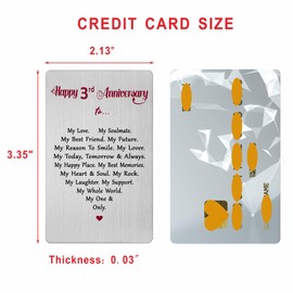 3 Year Anniversary Card for Men Women Him Her- Romantic 3rd Three Third Anniversary Keepsake Gifts for Husband Wife