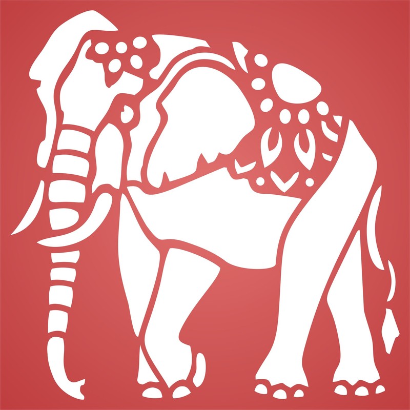 Plantilla de elefante indio, 4.5 x 4.5 pulgadas, paquidermo asiático