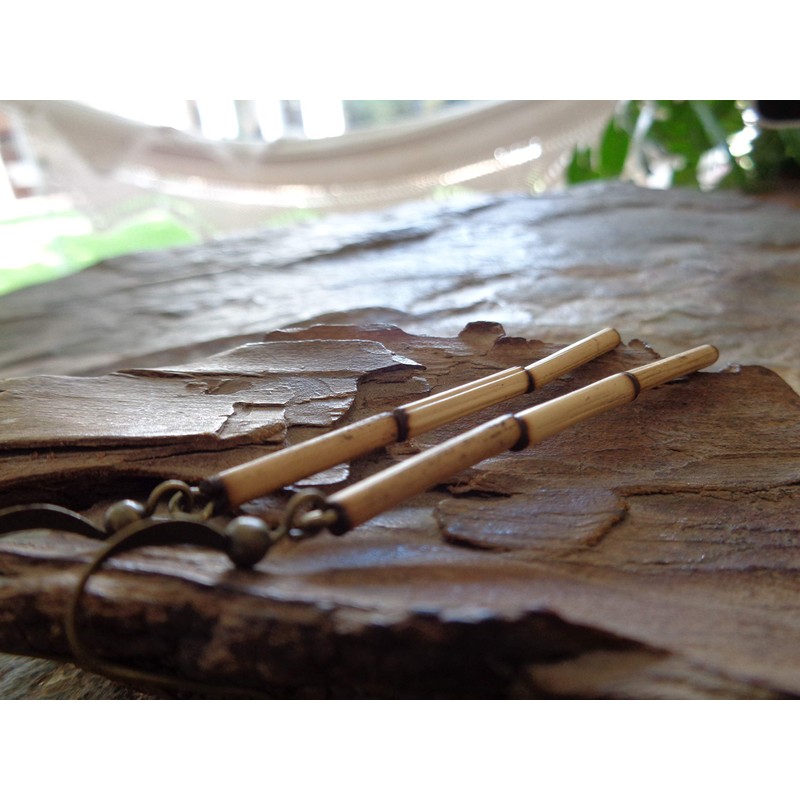 LANGE HOLZ & ETHNO OHRRINGE Bambus Ohrringe in bronze