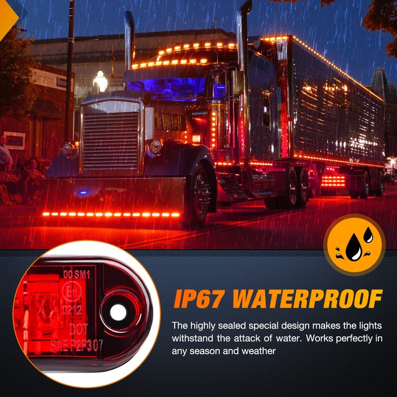 Nilight 2.5Inch Oval Side Marker Light 20PCS 2 Diode LED