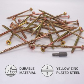 SKIR'CO (Pack of 20) Universal Zinc Plated Steel 5.0 x 100mm Yellow Wood Screws Countersunk Torx Head Type 17 Chipboard Screws (20, 5.0 x 100 mm)