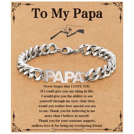 Men’s Bracelet Papa Father Day Gifts Best Papa Grandad Father’s Gifts Papa to be Gifts Cuban Chain Bracelet Jewellery Presents for Birthday Fathers Day Christmas Valentines