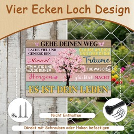Tin Sign Decor, Signs Wall Decoration with Sayings Gehe deinen Weg, Vintage Metal Decoration, Hanging Decoration Wall Art for Garden, Patio, Balcony, Outdoor, Gift, 30 x 20 cm