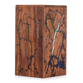 STONLIF Wooden Urns for Human Ashes Adult Male, Female - Wood Urn for Ashes for Women, Resin Decorative Urns - Memorial, Burial Wooden Cremation Urns for Human Ashes Upto 180 lbs, Thunderstorm - 1pc