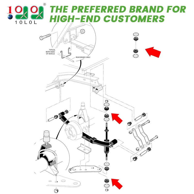 10L0L Golf Cart Shock Absorber Bushing Kit for Club Car