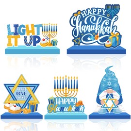 Hanukkah Decoration Wood Table Centerpiece for Home Happy Hanukkah Signs Chanukah Party Decor