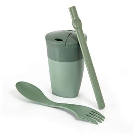Light My Fire Camping Mess Kit - 3 Pieces - Reusable Straw, Foldable Cup & Camping Spork - BPA Free Reusable Camping Utensils - Travel Essentials Camping - Organic Based