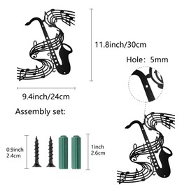 CREATCABIN Music Sax Wall Art Metal Vintage Treble Clef Wall Decor Musical Instruments Hanging Sculpture for Home Bedroom Kitchen Garden Housewarming Gift Christmas Holiday Decoration 11.8 x 9.4 Inch