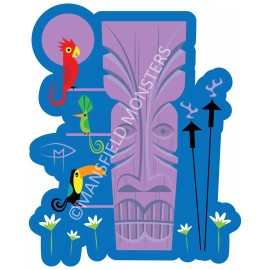 Tiki Birds Tiki Torch Tiki Idol 3" Magnet Original Art Doug Mansfield