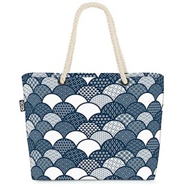 VOID Japan Pattern Beach Bag Shopper 58 x 38 x 16 cm 23L XXL Shopping Bag Travel Bag Beach Bag